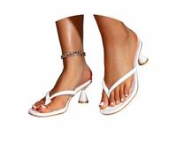 Eleganti Sandali Aperti in Punta, Perfetti per la Transizione tra Un Look Casual e Informale, con Tacco Alto e Stile Infradito. Calzature Versatili e comode per Le uscite di Tutti i (1-White, 36)