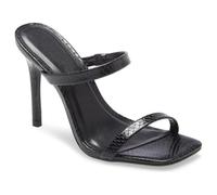 Eleganti Sandali con Punta Aperta Tacco a Spillo Quadrati, Sandali Tacco a Spillo in Pelle Testurizzata alla Moda, Comodi Sandali Estivi con Tacco Alto per Feste quotidiani,Nero,44 EU