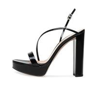 Eleganti Sandali con Tacco a Plateau e Cinturini da Donna, Sandali Alla Moda con Tacco a Blocco Spesso e Punta Aperta Comode Scarpe Eleganti per Feste Appuntamenti Lavoro,Nero,43 EU