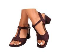 Eleganti sandali con tacco e cinturino tra le dita in morbido velluto, per il massimo comfort e uno stile senza tempo. (Brown, 35)