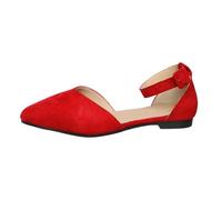 Eleganti sandali con tacco medio e punta aperta, cinturino a T sottile e fibbia con intaglio centrale sulla punta. Sandali estivi alla moda. (Red, 40)