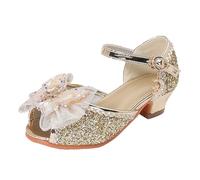 Eleganti sandali da ragazza con pizzo chiuso paillettes ornamento per occasioni festive e feste di nozze con vestibilità comoda, design elegante per momenti speciali nella vita del tuo bambino, gold