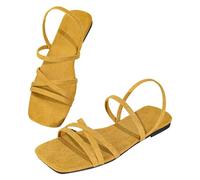 Eleganti sandali piatti con cinturino, comodi, pronti per essere indossati a piedi nudi, ideali per l'uso quotidiano e per gli acquirenti. (Yellow #3, 39)