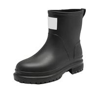 Eleganti Scarpe da Pioggia da Donna a metà Polpaccio, Suola Spessa, Stivaletti Corti e Resistenti per attività quotidiane e all'aperto (Black, 38)