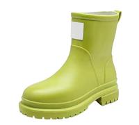 Eleganti Scarpe da Pioggia da Donna a metà Polpaccio, Suola Spessa, Stivaletti Corti e Resistenti per attività quotidiane e all'aperto (Green, 38)