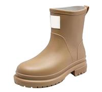 Eleganti Scarpe da Pioggia da Donna a metà Polpaccio, Suola Spessa, Stivaletti Corti e Resistenti per attività quotidiane e all'aperto (Brown, 36)