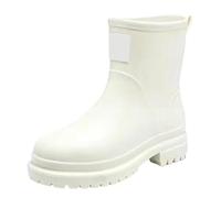 Eleganti Scarpe da Pioggia da Donna a metà Polpaccio, Suola Spessa, Stivaletti Corti e Resistenti per attività quotidiane e all'aperto (White, 38)