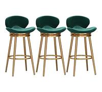 Eleganti sgabelli da bar girevoli in velluto verde con schienale, set di sedie da pranzo moderne in metallo da 74,9 cm per cucina a isola, mobili da bar imbottiti in 3 pezzi, perfetti per la