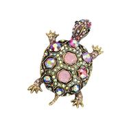 Eleganti spille a forma di tartaruga con strass Unico Turtles Pin Unisex Pins Struttura in lega Adatto per abiti alla moda Elegante spilla da donna, Misura unica, come descritto