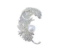 Eleganti spille piumaggio con strass Unico Plumage Pin Unisex Pins Struttura in lega Adatto per abiti alla moda Perle Spilla Pin