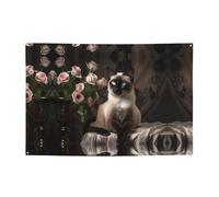 Eleganti striscioni natalizi con motivo gatto siamese e fondali da appendere, decorano facilmente la scena della tua festa