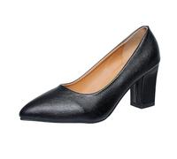 Eleganti tacchi alti da donna per ogni occasione: elegante design spesso a punta con comodità senza lacci e tomaia in pelle resistente per un comfort tutto il giorno, Nero , 39 EU