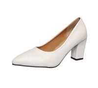 Eleganti tacchi alti da donna per ogni occasione: elegante design spesso a punta con comodità senza lacci e tomaia in pelle resistente per un comfort tutto il giorno, Beige, 39.5 EU