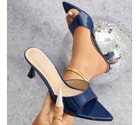 Eleganti tacchi blu da donna, design classico a mulo, vita stretta sexy, punta larga, punta affusolata, grazioso tacco a rocchetto, scarpe con tacco basso, alla moda per primavera/estate, adatte per f