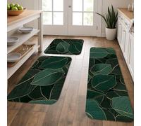 Eleganti tappetini da cucina botanici per pavimento, con foglie verdi, comodi, lavabili, antiscivolo, per lavelli da cucina, lavanderia, bagno, 3 pezzi