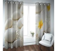 Eleganti tende floreali per finestre fiore bianco con design giallo al centro delle gocce d'acqua tende a grommet top per camera da letto soggiorno 2 pannelli 2xB140xH183