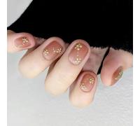 Eleganti Unghie Artificiali Con Farfalle E Motivo Floreale Glitter Chiodi Quadrate Corti Da Imprimere Per Le Donne 24 Pezzi