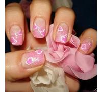 Eleganti Unghie Artificiali Cuore Brillano Unghie Finte Premendo Unghie Per Aggiungere Romanticismo Al Tuo Vestito Di San Valentino