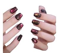 Eleganti unghie finte corte con occhi di gatto, 30 pezzi, a pressione, facili da indossare, copertura completa, adatte per donne alla moda