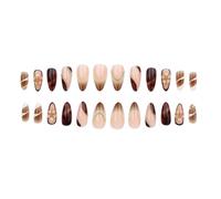 Eleganti unghie finte floreali scolpite in ABS a pressione, facili da applicare, di lunga durata, per eventi nuziali, ufficio, autunno, inverno, leopardo, stampa sulle unghie