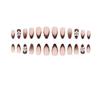 Eleganti unghie finte floreali scolpite in ABS tipo facile applicazione lunga durata per la punta francese marrone di evento nuziale