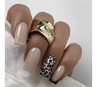 Eleganti unghie quadrate corte da incollare, motivo leopardato per spingere le unghie unghie finte manicure decorazione per la vita di tutti i giorni