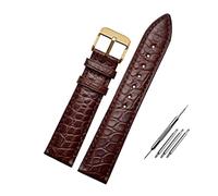 Elegantyl 14mm - 24mm Cinturino in pelle modello coccodrillo Cinturino di ricambio per orologio in vera pelle nero/marrone, 17mm