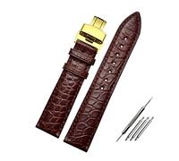 Elegantyl 14mm - 24mm Cinturino in pelle modello coccodrillo Cinturino di ricambio per orologio in vera pelle nero/marrone, 16mm