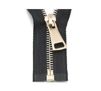 Elegantyl 5# 60/70/80/90/100/120/150cm Chiusura Automatica con Cerniera in Metallo Dorato per Cucire Vestiti Cerniera, Nero, 150cm