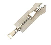 5# Doppi cursori 60/70/80/90/100/120/150cm Chiusura automatica Cerniera in metallo dorato per accessori da cucito per indumenti, Beige, 70cm