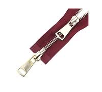 Elegantyl 5# Doppi cursori 60/70/80/90/100/120/150cm Chiusura Automatica Cerniera in Metallo Dorato per Accessori da Cucito per Indumenti, Vino Rosso, 70cm