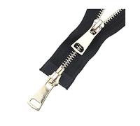 Elegantyl 5# Doppi cursori 60/70/80/90/100/120/150cm Chiusura Automatica Cerniera in Metallo Dorato per Accessori da Cucito per Indumenti, Nero, 90cm