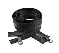 Elegantyl 80-120cm 5# Resina Doppia Cerniera Aperta per Piumino Cerniere Autobloccanti Nero Bianco Doppio Cursore Cerniere Aperte, Nero, 115cm