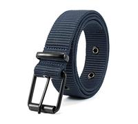 Elegantyl Cintura in tela Cinture tattiche da uomo Cintura sportiva in nylon intrecciato con tessuto da 3,8cm di larghezza, Blu navy, 115cm