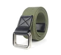 Elegantyl Cinture casual in tela da uomo con fibbia a doppio anello in tela Cinture per jeans Cintura intrecciata in nylon di 3,8cm di larghezza, Army Green, 120cm