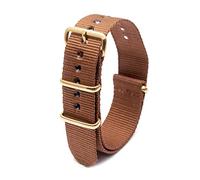 Elegantyl Cinturino di ricambio in nylon Cinturini per orologi in nylon colorato in tessuto con fibbia dorata 18 20 22 24mm, Marrone, 20mm