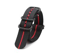 Elegantyl Cinturino di ricambio per orologio con cinturino in nylon traspirante morbido 18mm 20mm 22mm 24mm Cinturino sportivo nero + rosso, 18mm