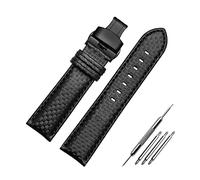 Elegantyl Cinturino in fibra di carbonio 18mm - 24mm nero con linea bianca rossa blu arancione per accessori per orologi da uomo, 20mm