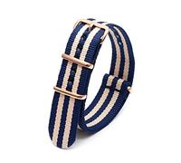 Elegantyl Cinturino NATO 18mm 20mm 22mm 24mm Cinturino per orologio con strisce di nylon multicolore con fibbia in oro rosa, 18mm