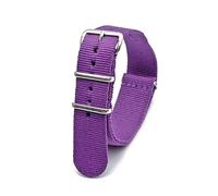 Elegantyl Cinturino per orologio a strisce in nylon 18mm 20mm 22mm Cinturino per orologio NATO con cinturino di ricambio con fibbia argento, Viola, 20mm