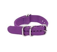 Elegantyl Cinturino per orologio in tessuto di nylon per cinturino di ricambio per orologio stile NATO 18mm - 24mm con fibbia in metallo argento 5 anelli, Viola, 18mm