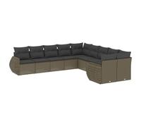 Eleganz 10 pezzi divano da giardino con cuscino, grigio chiaro, rattan PE e acciaio verniciato a polvere, durevole e resistente alle intemperie, perfetto per giardino, terrazza o balcone