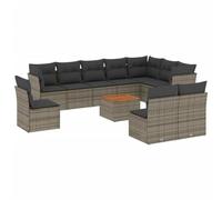 Eleganz 11-TLG. Set divano da giardino in polyrattan grigio con cuscino, per esterni e balcone, resistente alle intemperie e confortevole