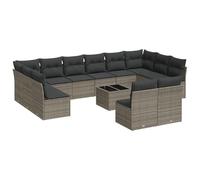 Eleganz 13 pezzi divano da giardino con cuscino grigio - rattan PE & acciaio verniciato a polvere - durevole e resistente alle intemperie - perfetto per terrazza e giardino