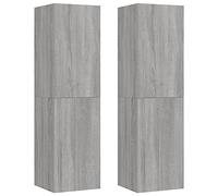 Eleganz 2 pensili per TV Sonoma Grigio 30,5 x 30 x 110 cm in legno - Salvaspazio per altoparlanti e accessori - Ideale per piccoli appartamenti