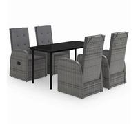 Eleganz 5 pezzi Gruppo da giardino con cuscino grigio - rattan PE & acciaio verniciato a polvere - Moderno soggiorno esterno per terrazza e giardino