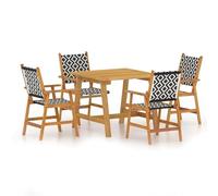 Eleganz 5 pezzi Gruppo da giardino in legno massello di acacia con finitura a olio, durevole e naturale per terrazza e giardino, perfetto per famiglie e divertimento all'aria aperta