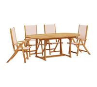 Eleganz 5 pezzi Gruppo da giardino in legno massiccio di acacia, trattato con olio, durevole e facile da pulire, perfetto per terrazza e giardino, design moderno per piacevoli ore all'aria aperta