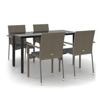 Eleganz 5 pezzi Gruppo da giardino in rattan PE con cuscino - nero e grigio - acciaio verniciato a polvere - durevole e resistente alle intemperie - perfetto per terrazza e giardino