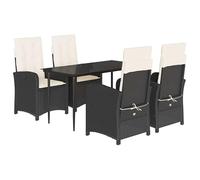 Eleganz 5 pezzi Gruppo da giardino in rattan PE con cuscino nero - Elegante e resistente alle intemperie per esterni - Acciaio verniciato a polvere per una lunga durata